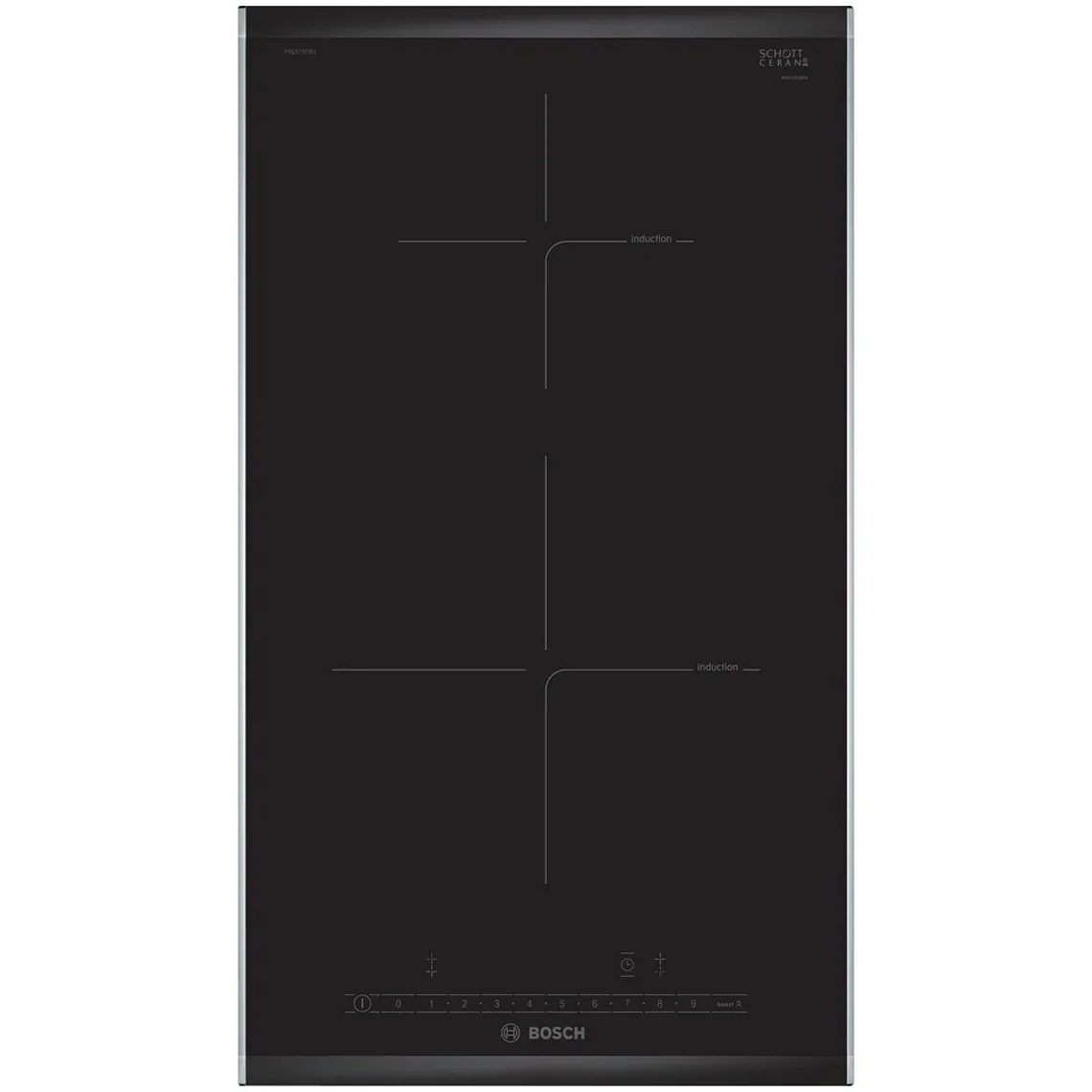 Serie 6 Placa dominó, Inducción 30 cm Negro, con perfiles 1