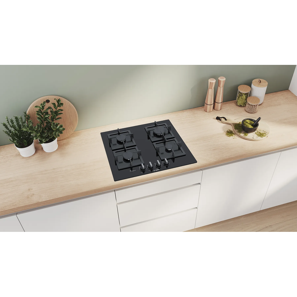 Serie 6 Placa de gas 60 cm Vidrio templado, Negro Gas Natural 5