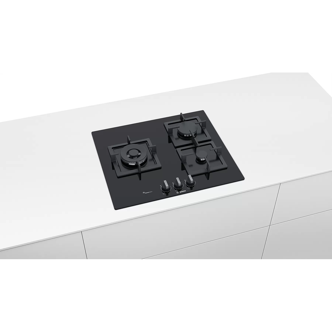 Serie 6 Placa de gas 60 cm Vidrio templado, Negro Gas Natural 6