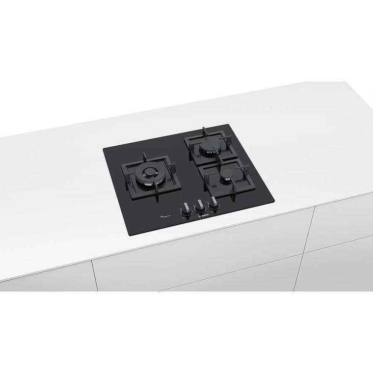 Serie 6 Placa de gas 60 cm Vidrio templado, Negro Gas Natural 6