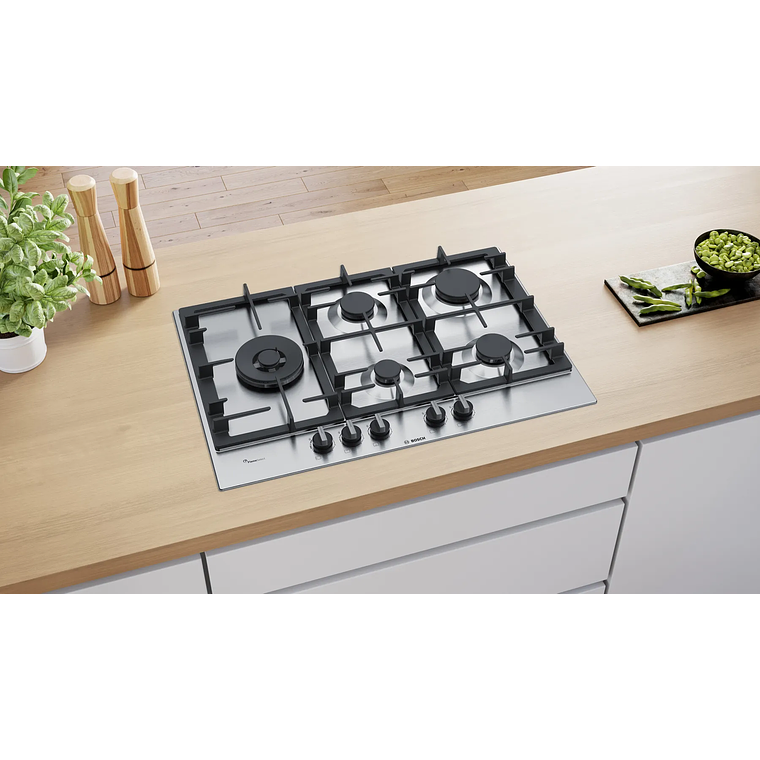 Serie 6 Placa de gas 75 cm Acero Gas Licuado 6