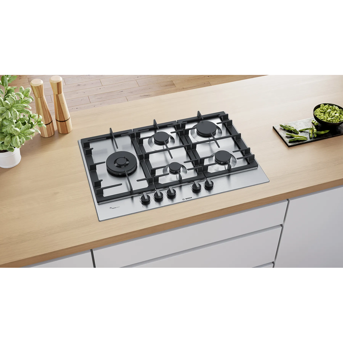 Serie 6 Placa de gas 75 cm Acero Gas Natural 6