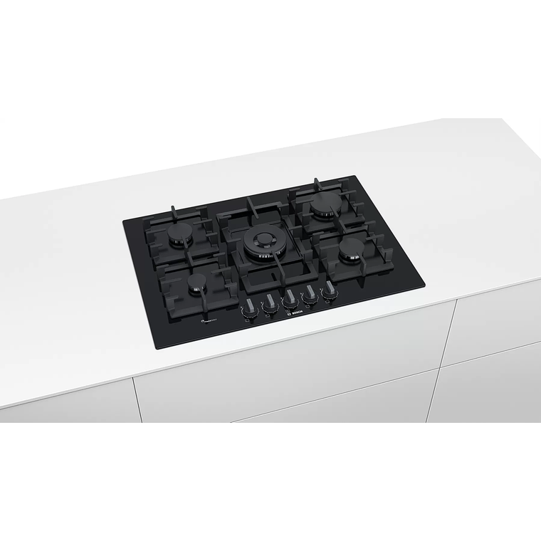 Serie 6 Placa de gas 75 cm Vidrio templado, Negro Gas Licuado 6