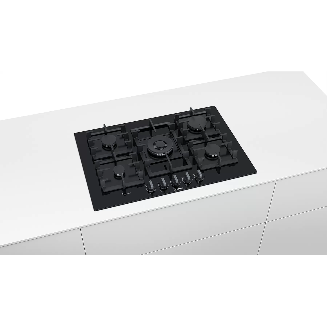 Serie 6 Placa de gas 75 cm Vidrio templado, Negro Gas Natural 6