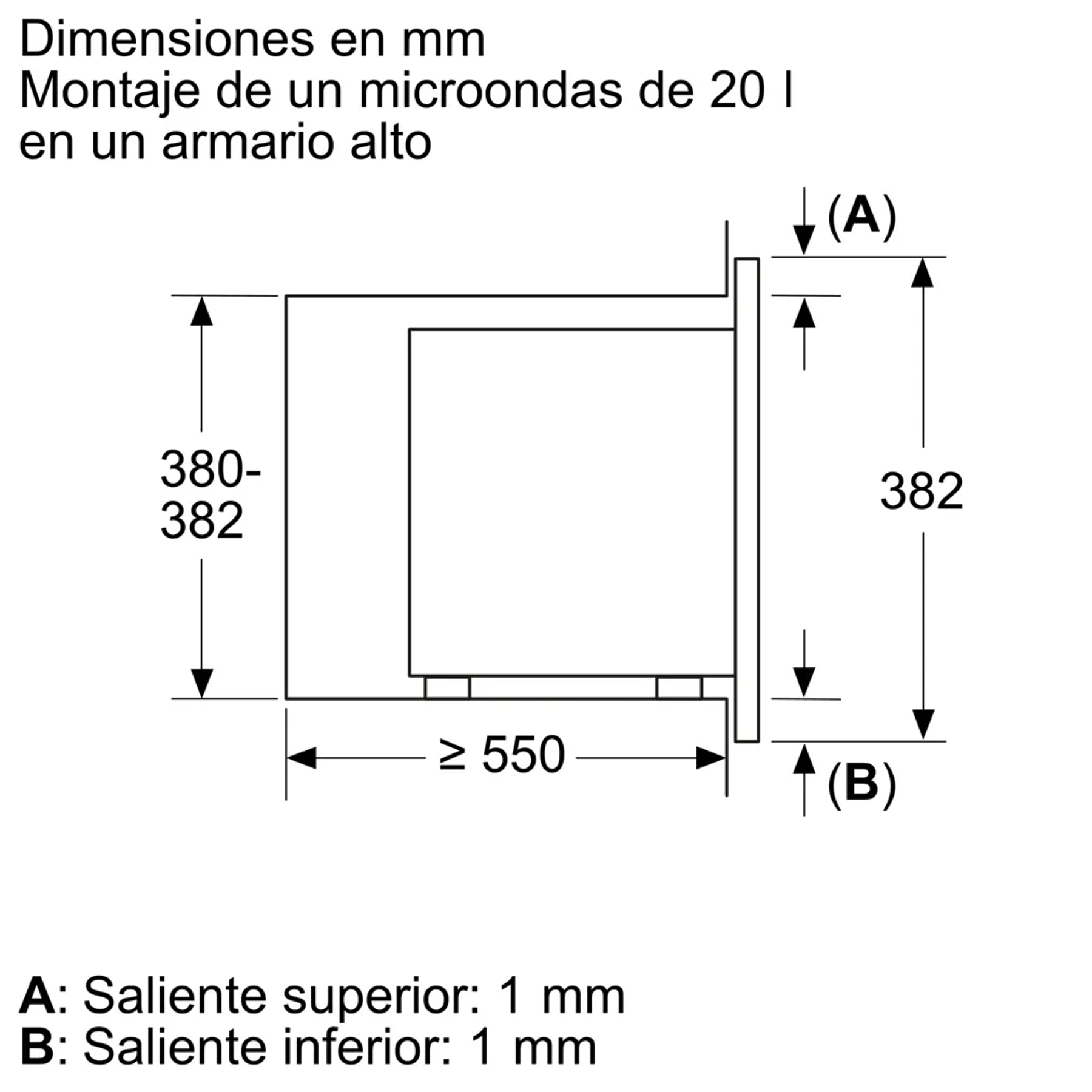 Serie 2 Microondas 60 cm integrable Acero inoxidable