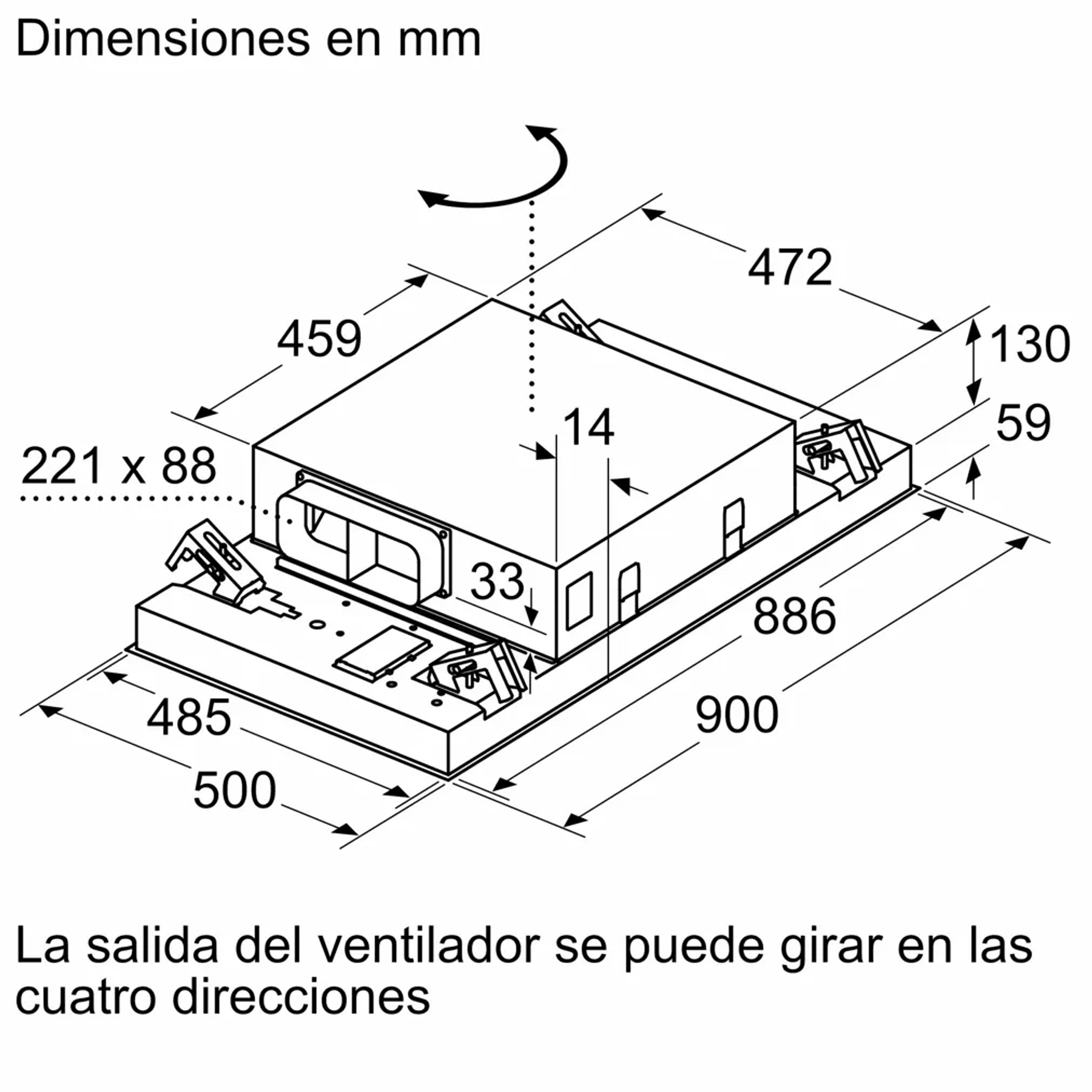 Serie 6 Extractor de techo 90 cm Acero inoxidable