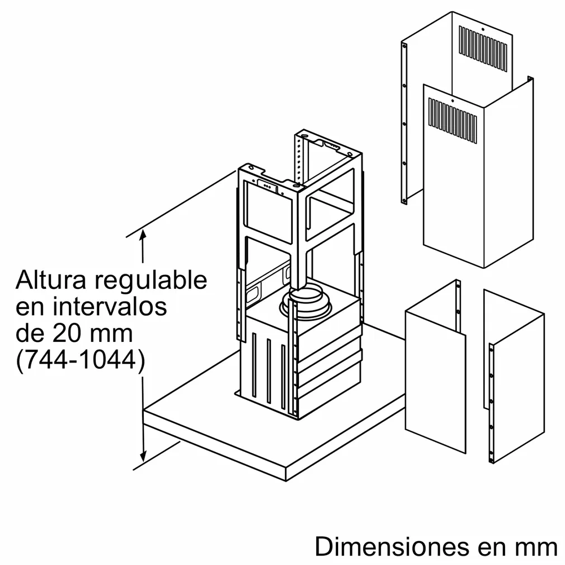 Serie 4 Campana decorativa de isla 90 cm Acero inoxidable 8