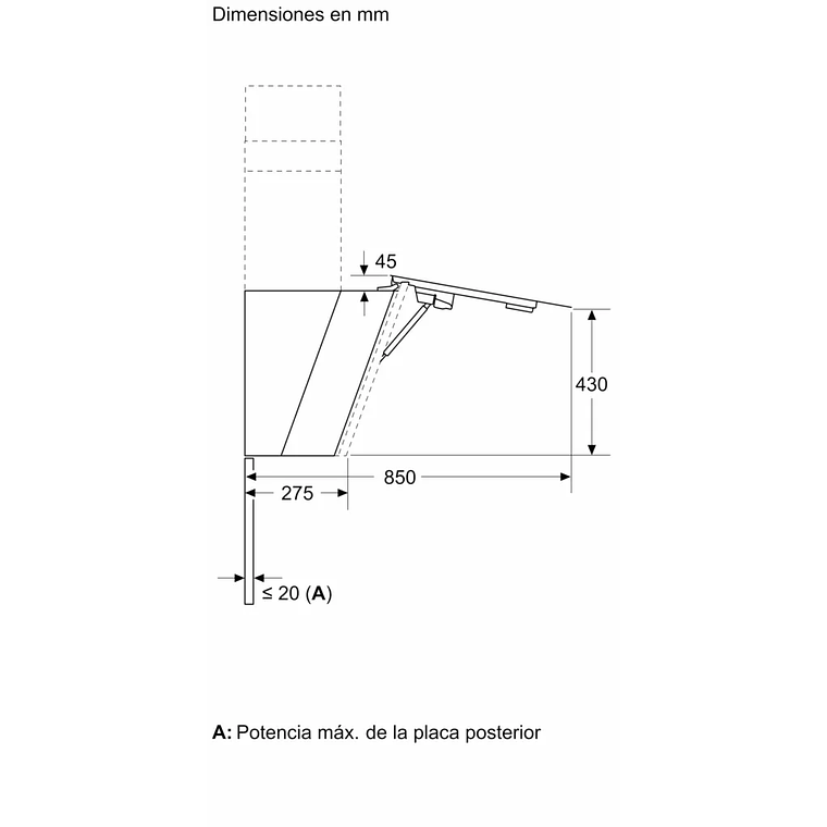 Serie 8 Campana decorativa de pared 90 cm Cristal Negro 6