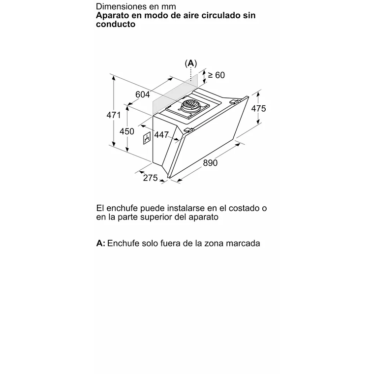 Serie 8 Campana decorativa de pared 90 cm Cristal Negro 8
