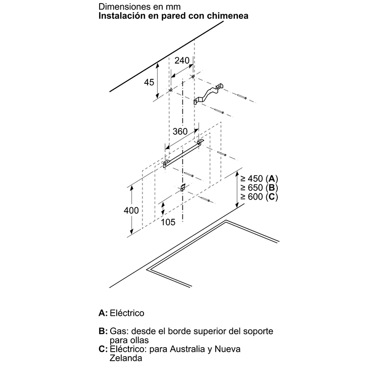 Serie 8 Campana decorativa de pared 90 cm Cristal Negro 11