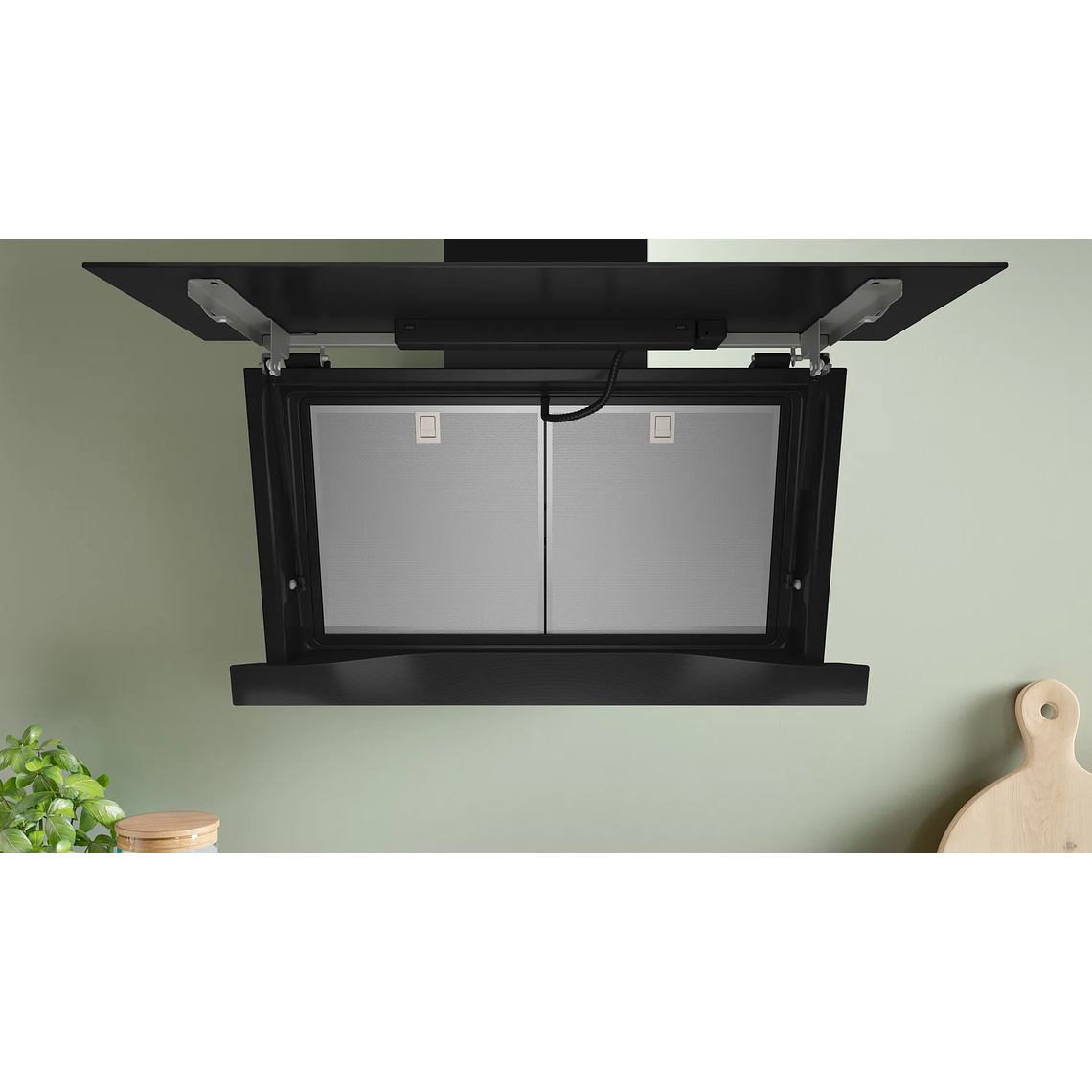 Serie 8 Campana decorativa de pared 90 cm Cristal Negro 5