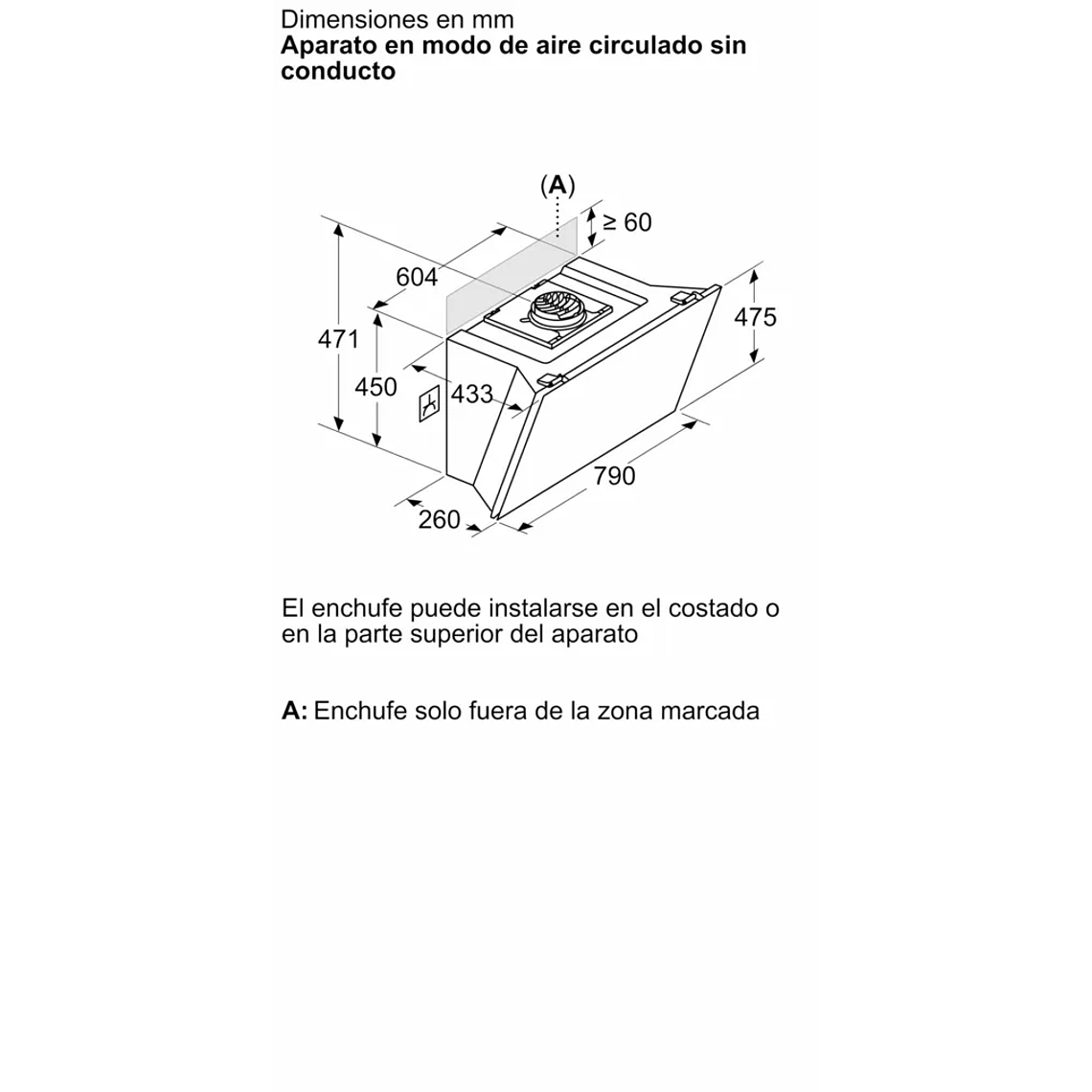 Serie 6 Campana decorativa de pared 80 cm Cristal negro 10