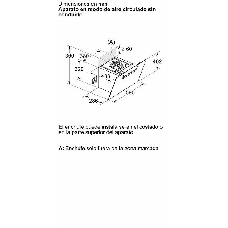 Serie 4 Campana decorativa de pared 60 cm Cristal negro 9