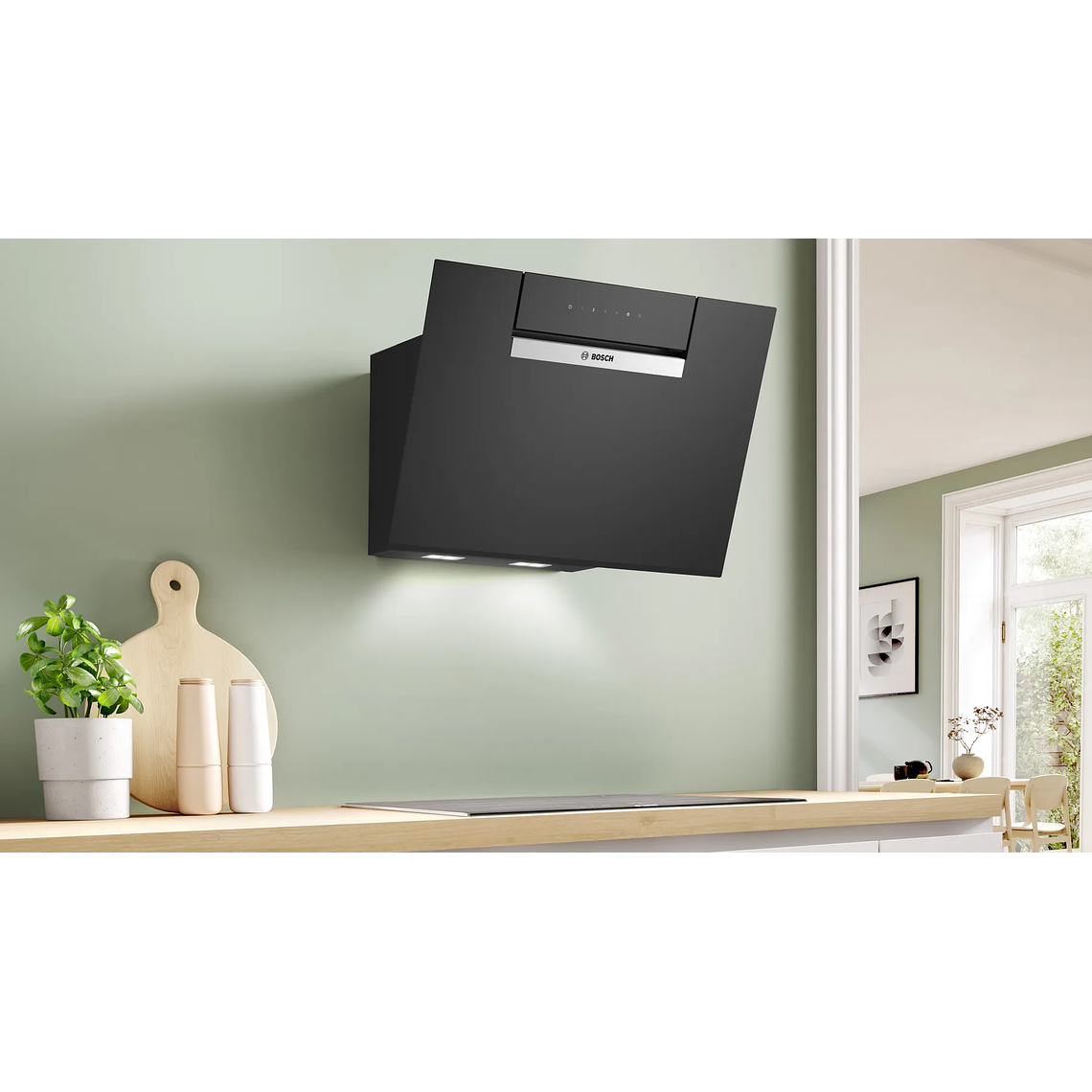 Serie 4 Campana decorativa de pared 60 cm Cristal negro 3