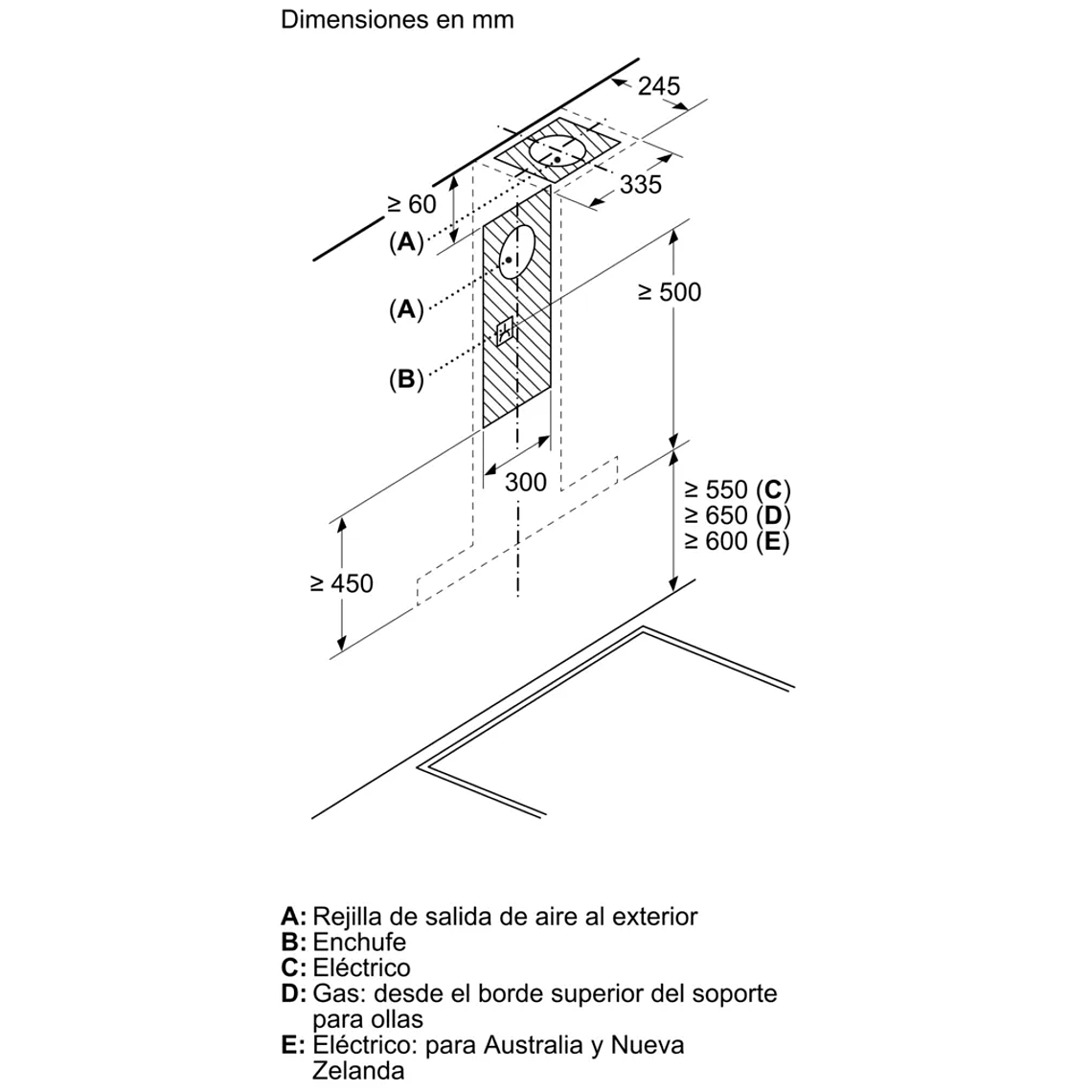 Serie 6 Campana decorativa de pared 90 cm Acero inoxidable 7