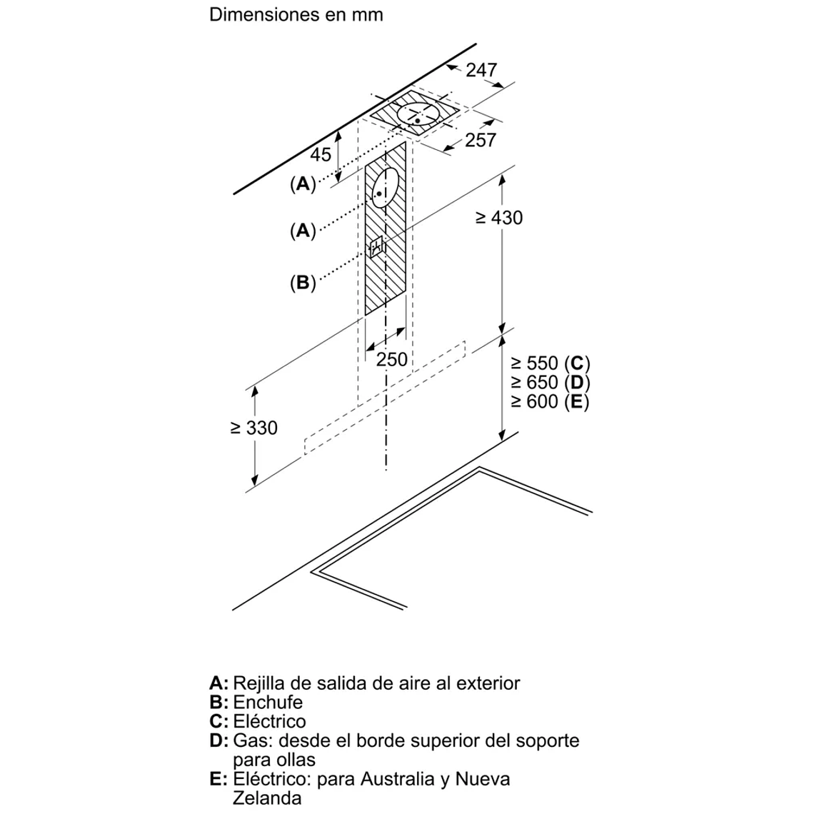 Serie 2 Campana decorativa de pared 60 cm Acero inoxidable 6