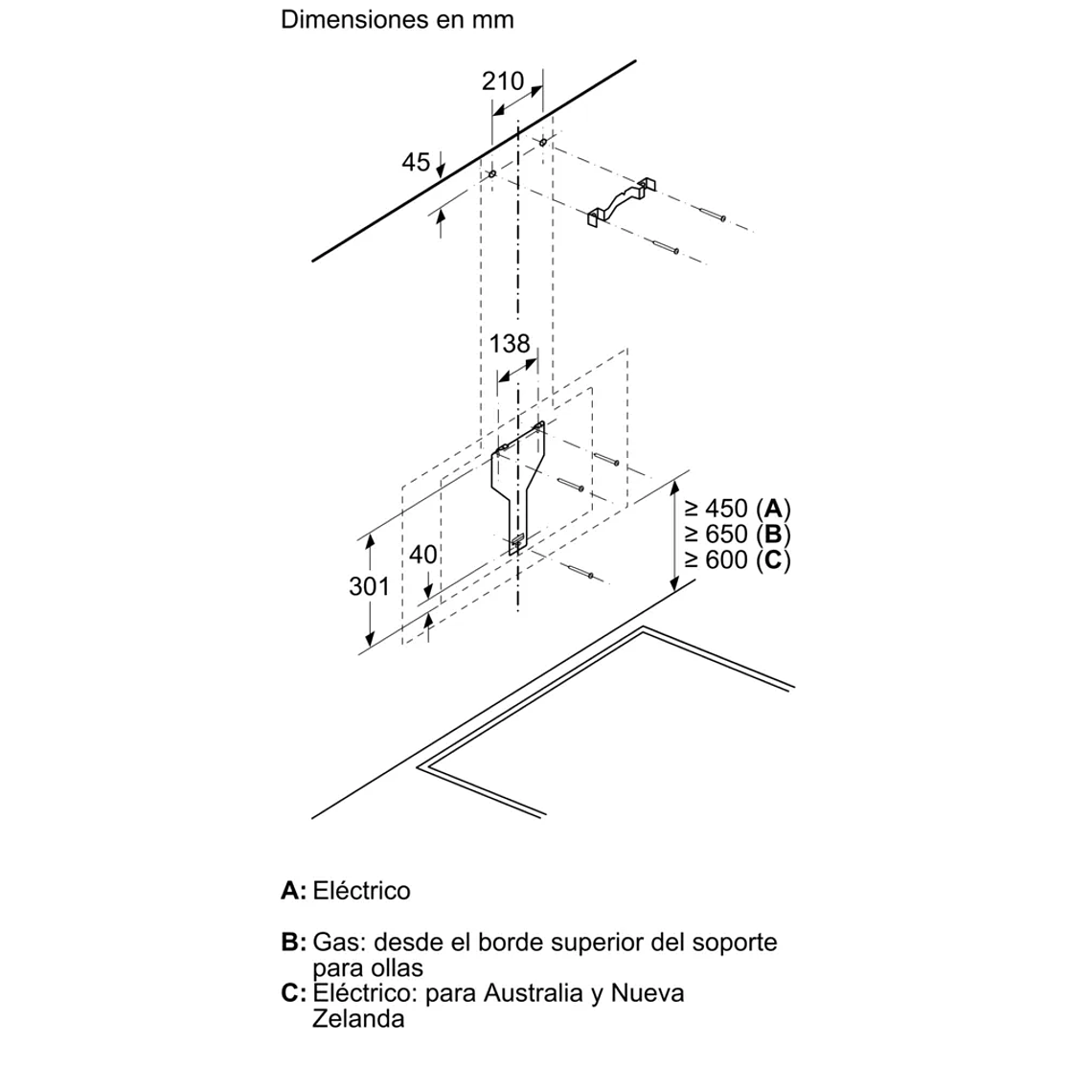 Serie 6 Campana decorativa de pared 90 cm Cristal blanco 8
