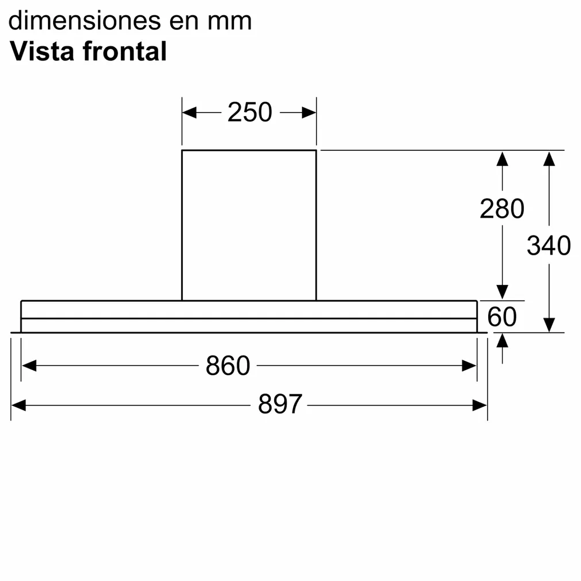 Campana decorativa integrada 90 cm Cristal negro 12