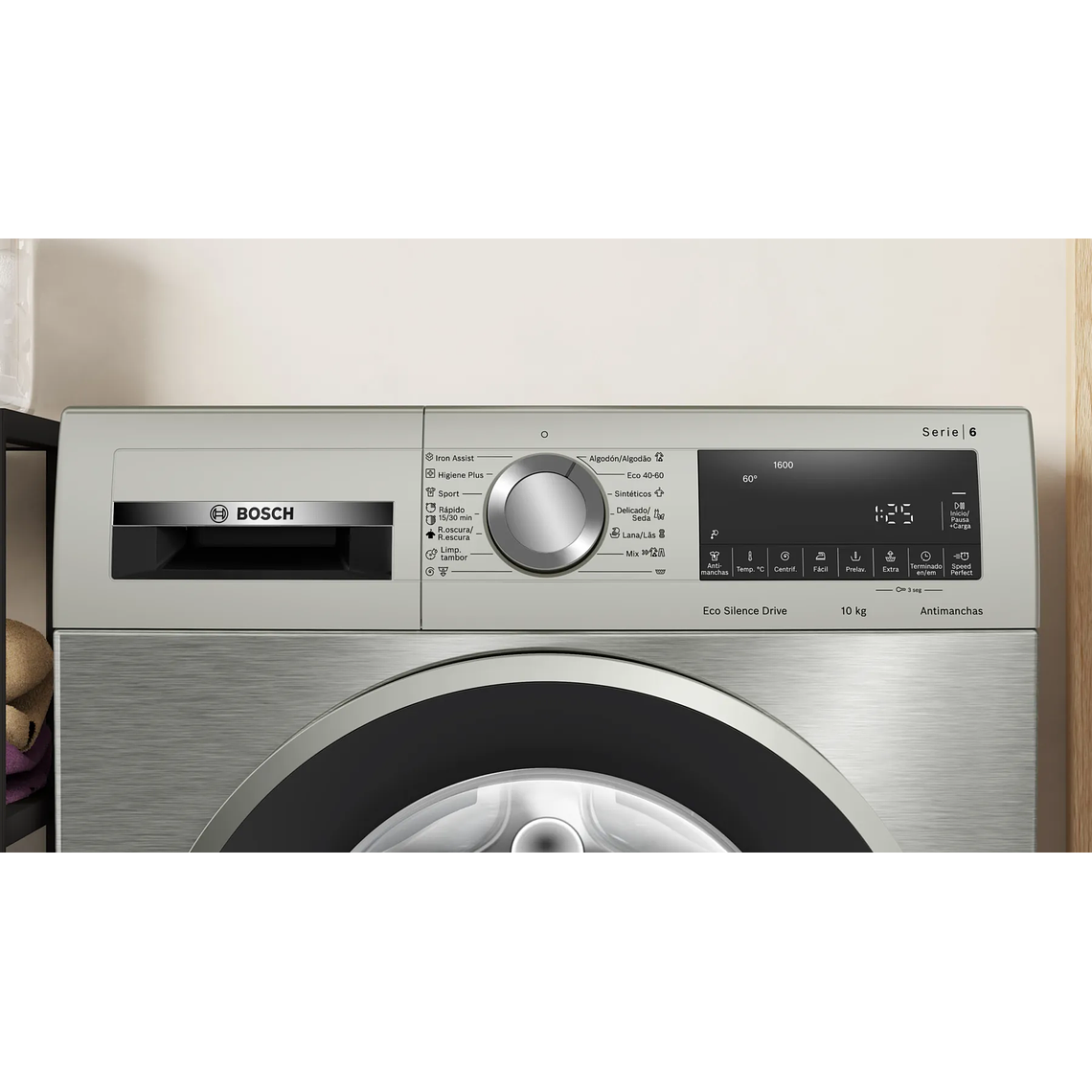 Serie 6 Lavadora de carga frontal 10 kg 1600 r.p.m., Acero inoxidable 2