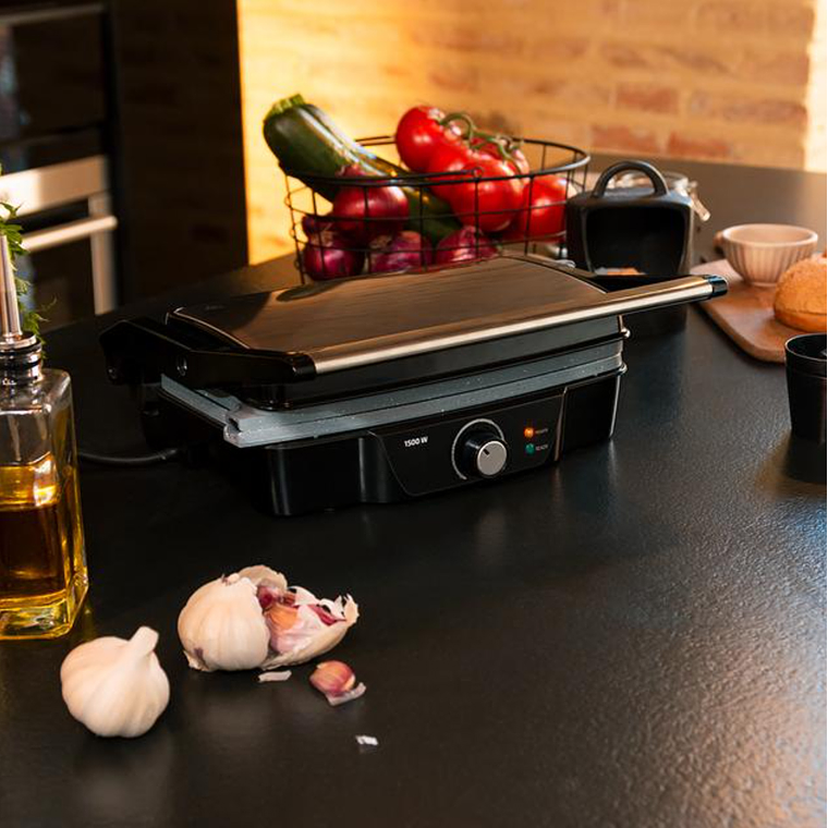 Parrila Eléctrica con 1500 W, Bioceramic, Grill, Parrilla, Plancha y Sandwichera. 4