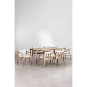 Juego de Comedor 6 Sillas en Madera de Acacia (180 x 90cm)