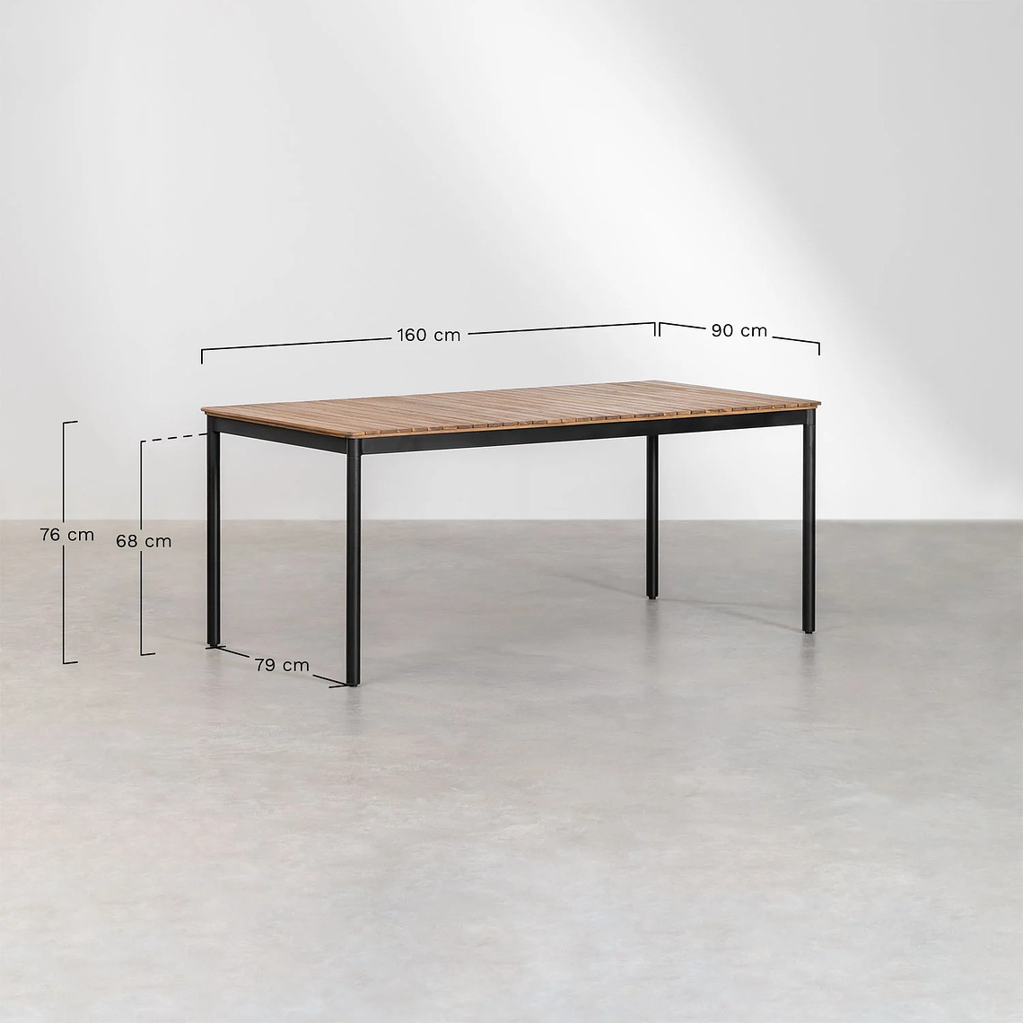 Juego de Comedor 6 Sillas Apilables en Acero y Madera de Acacia (160 x 90cm) 3