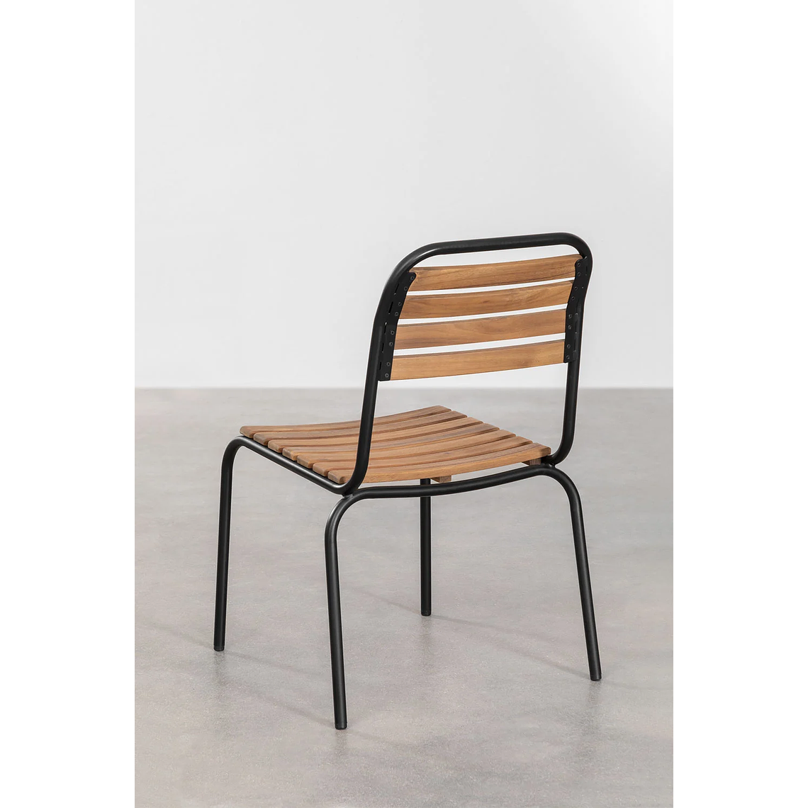 Juego de Comedor 6 Sillas Apilables en Acero y Madera de Acacia (160 x 90cm) 7