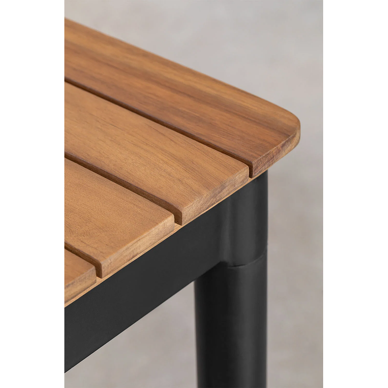 Juego de Comedor 6 Sillas Apilables en Acero y Madera de Acacia (160 x 90cm) 11