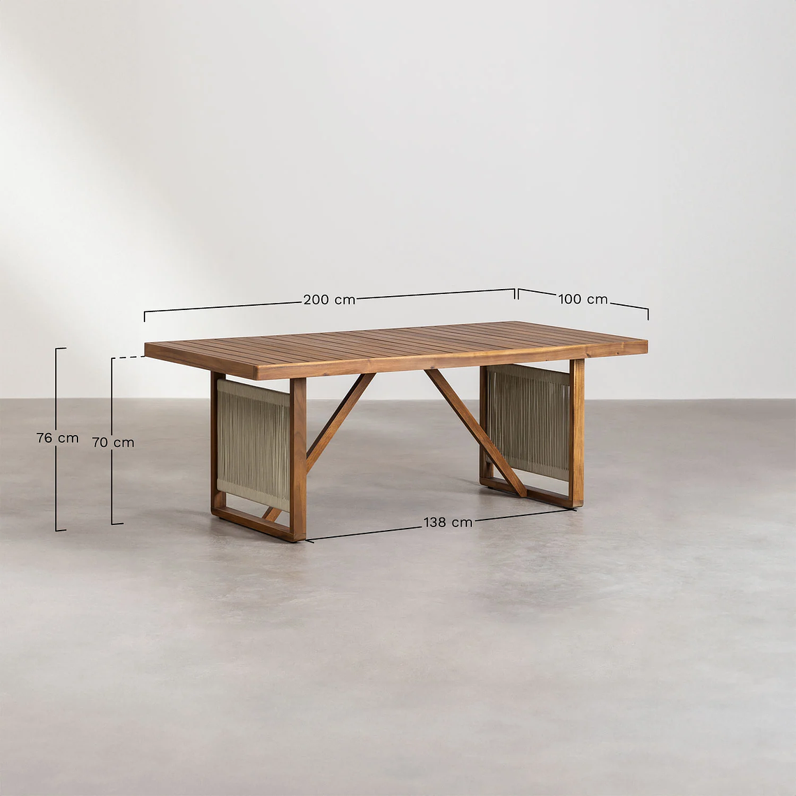 Juego de Comedor 6 Sillas Mesa Rectangular en Madera de Acacia (200 x 100cm) 10