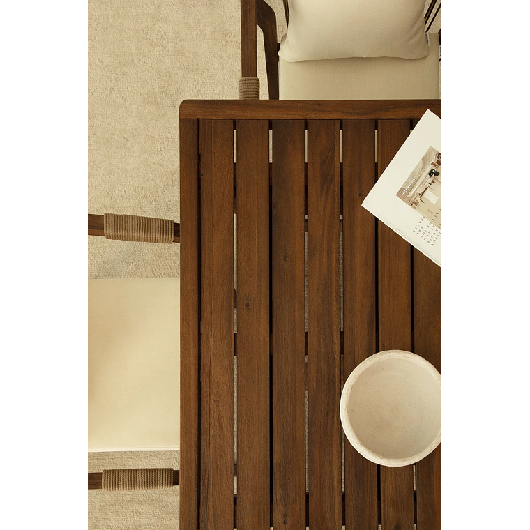 Juego de Comedor Extensible Rectangular 10 Sillas en Madera de Acacia (200-300 x 100cm) 2