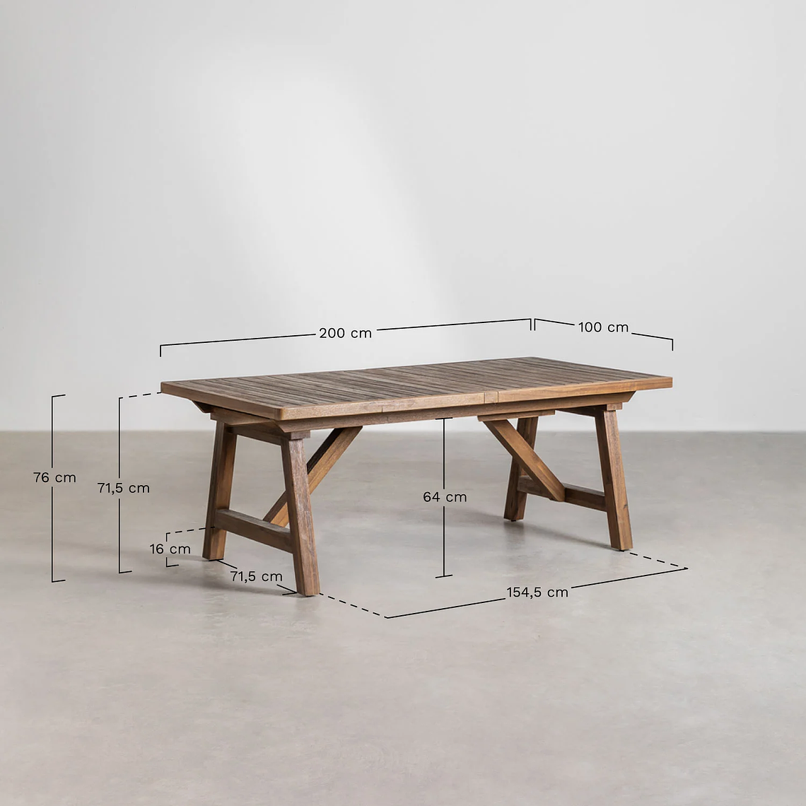 Juego de Comedor Extensible Rectangular 10 Sillas en Madera de Acacia (200-300 x 100cm) 11