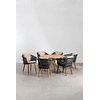 Juego de Comedor Redondo 6 Sillas en Madera de Eucalipto (120cm)