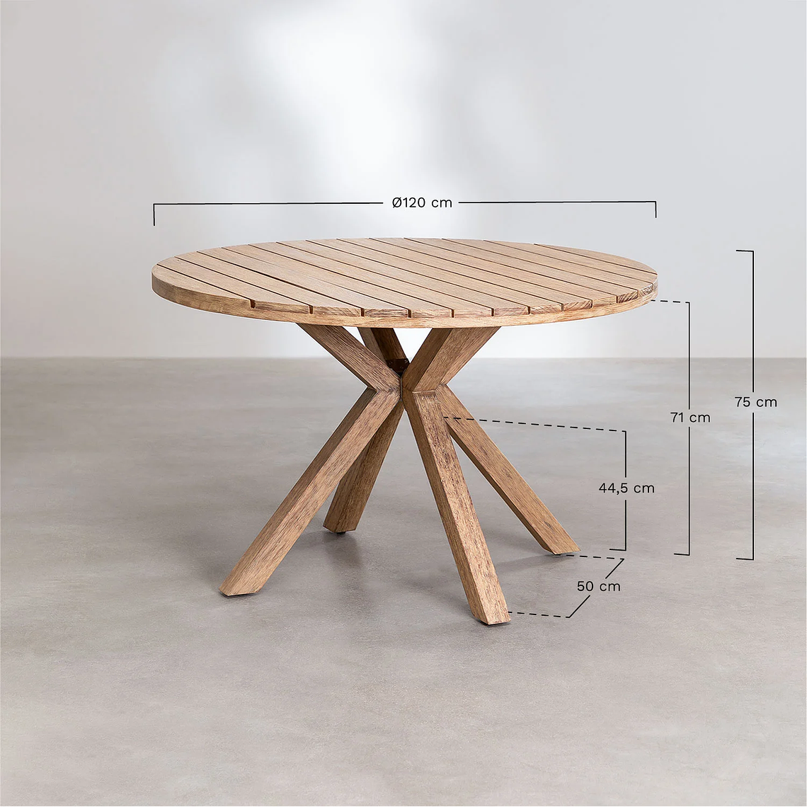 Juego de Comedor Redondo 6 Sillas en Madera de Eucalipto (120cm) 12
