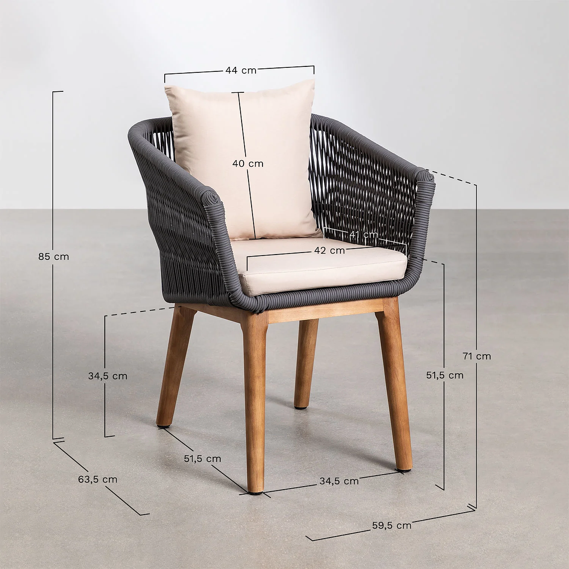 Juego de Comedor Redondo 6 Sillas en Madera de Eucalipto (120cm) 13