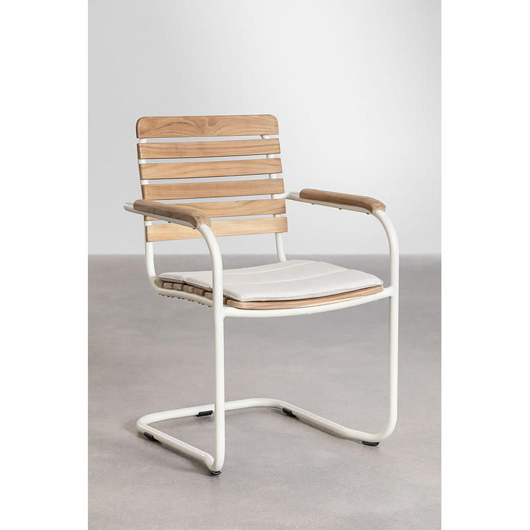 Juego de Comedor Rectangular 10 Sillas en Reposabrazos en Madera de Acacia (240 x 100 cm) Lowel 7