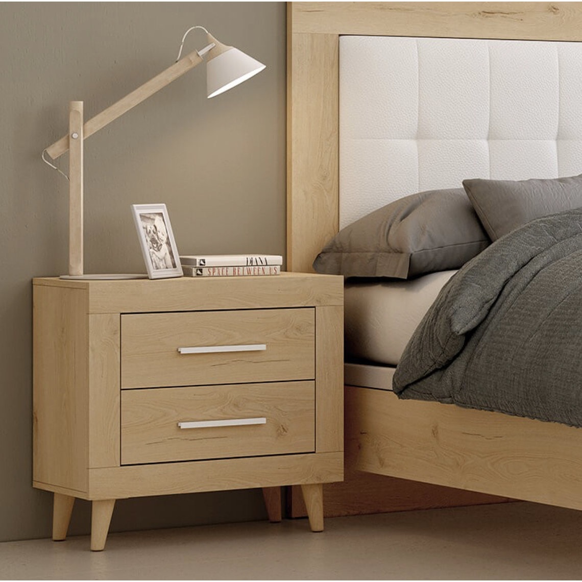 Respaldo + dos veladores con 2 cajones AZOR 161 cm 2