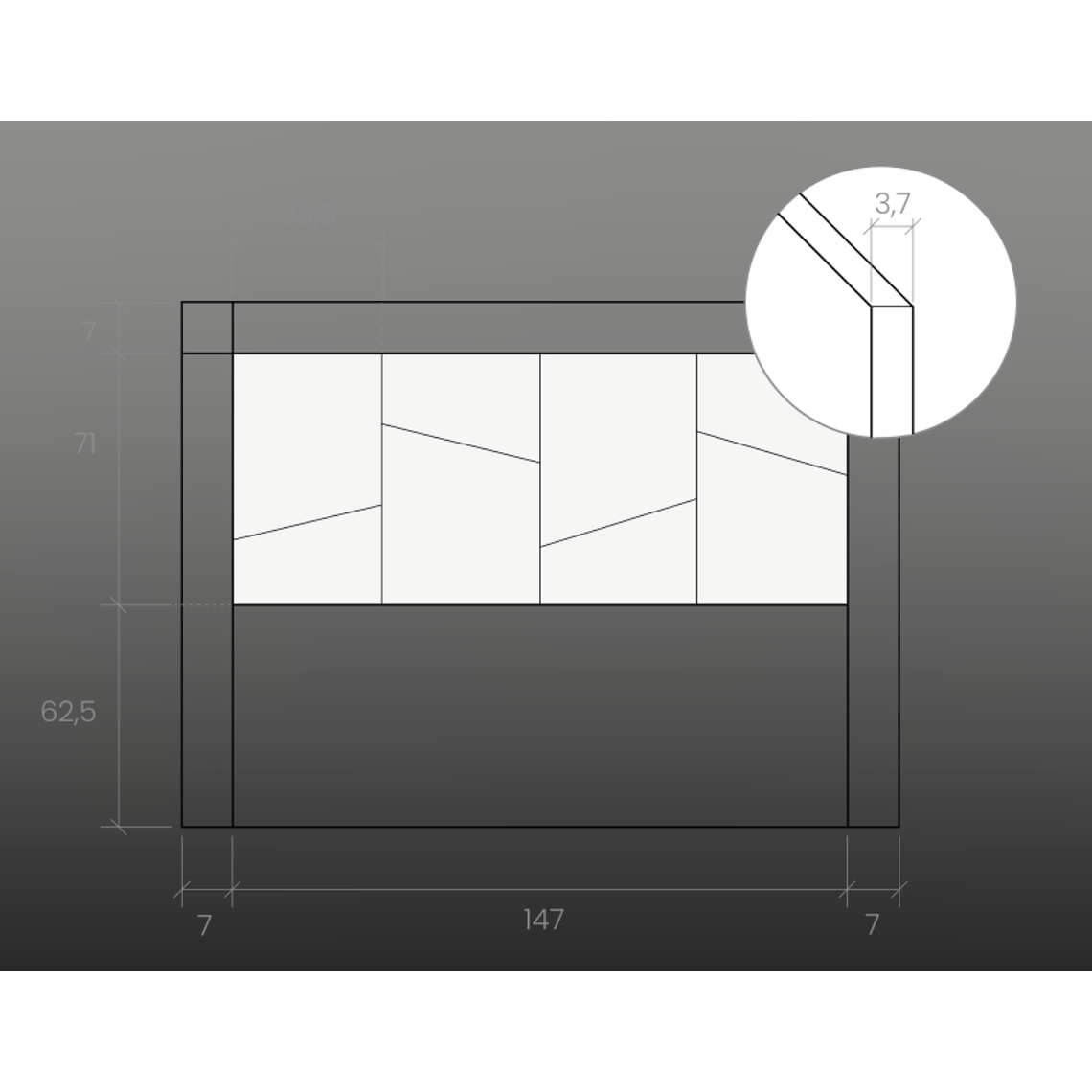 Respaldo + dos veladores con 3 cajones AZOR BLANCO/ROBLE  161 cm 4
