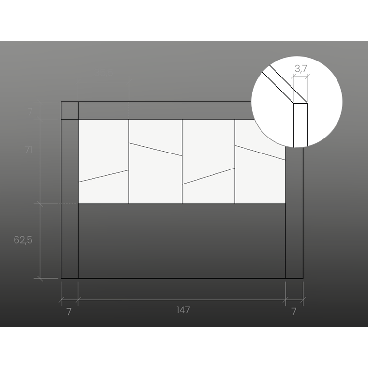 Respaldo + dos veladores con 3 cajones AZOR BLANCO/ROBLE  161 cm 4