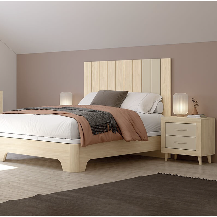 Respaldo + dos veladores con 2 cajones 161 cm 1