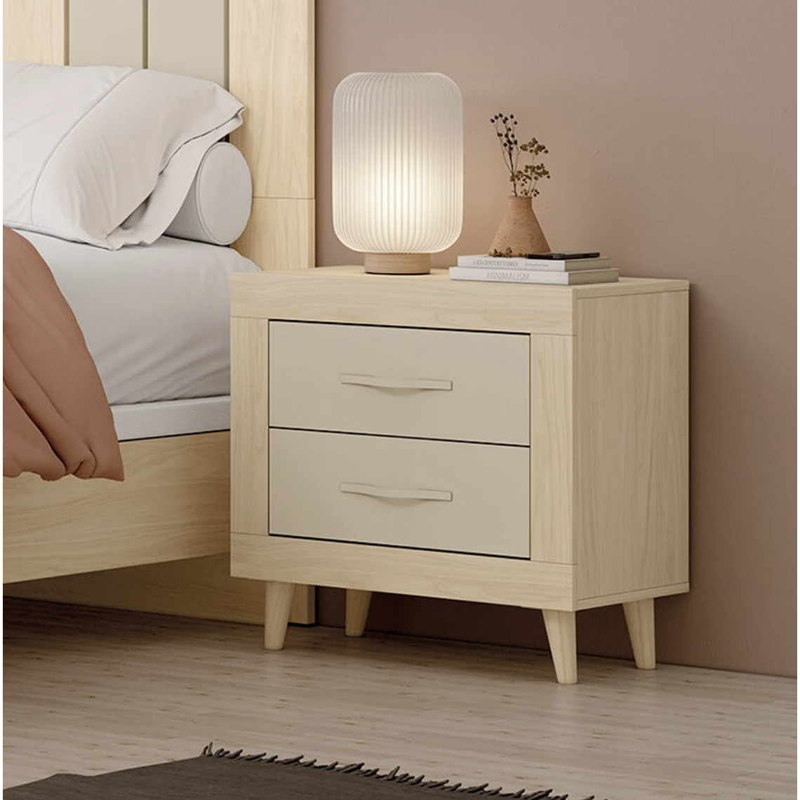 Respaldo + dos veladores con 2 cajones 161 cm 2