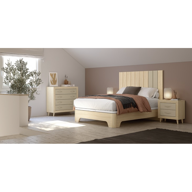 Respaldo + dos veladores con 2 cajones 161 cm 3