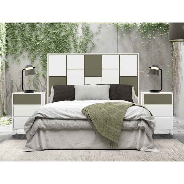 Respaldo + dos veladores con 3 cajones 163 cm GHIO 1