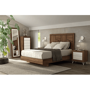 Respaldo + dos veladores con 2 cajones con patas metalicas 161 cm JAVA