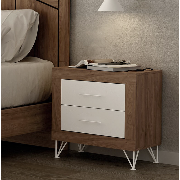 Respaldo + dos veladores con 2 cajones con patas metalicas 161 cm JAVA 3