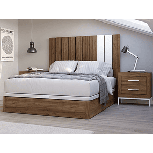 Respaldo + dos veladores con 2 cajones con patas metalicas 161 cm JAVA