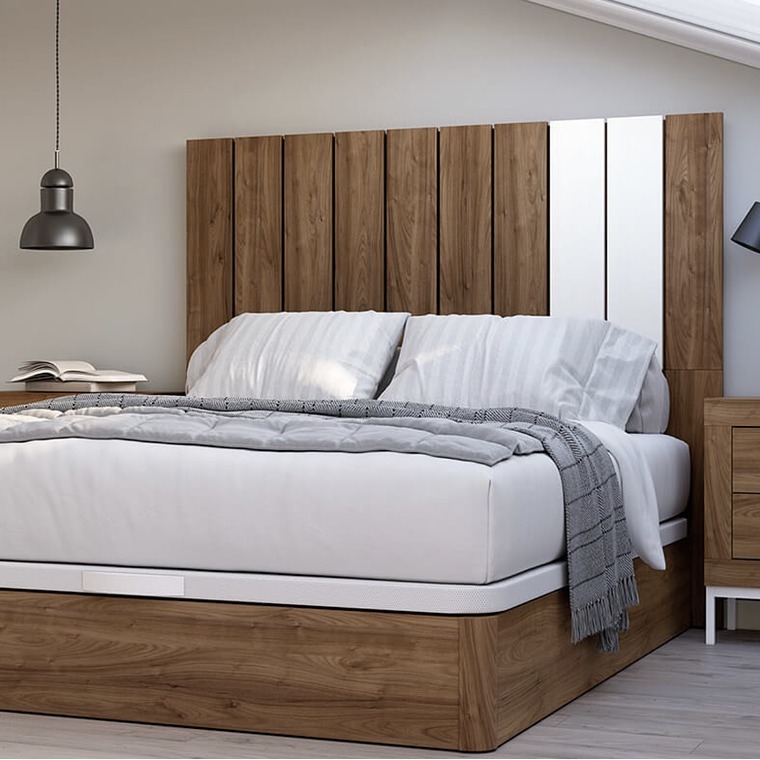 Respaldo + dos veladores con 2 cajones con patas metalicas 161 cm JAVA 2