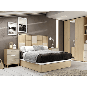 Respaldo + dos veladores con 3 cajones 161 cm GHIO