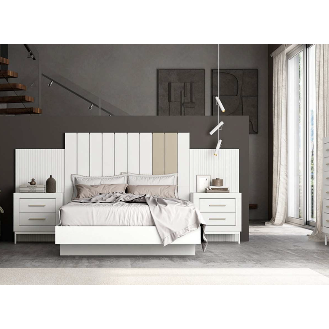 Respaldo + dos veladores con 2 cajones 161 cm JORDAN 1