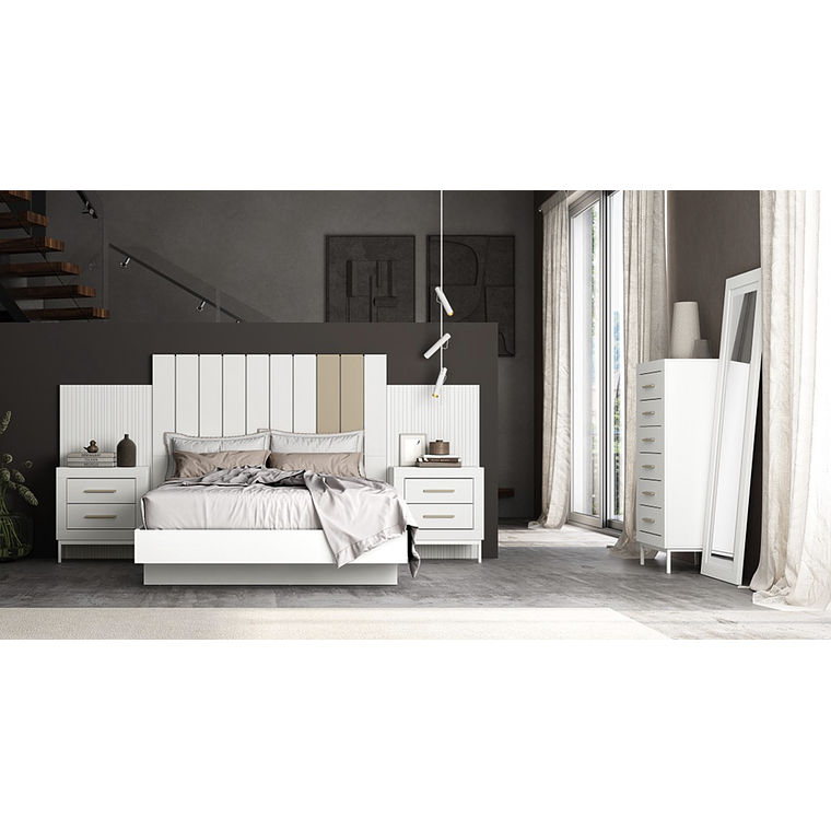 Respaldo + dos veladores con 2 cajones 161 cm JORDAN 2