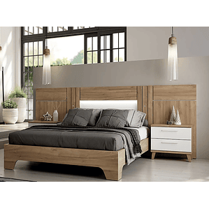Respaldo + dos veladores con 2 cajones con luz led central 278 cm GHIO